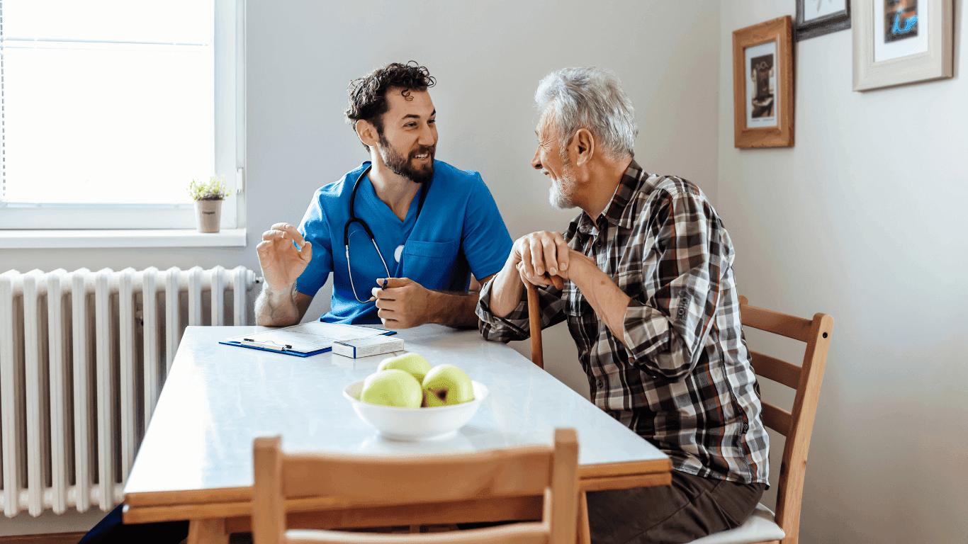 Elder Man Consult Family Male Doctor from Medisense in Australia