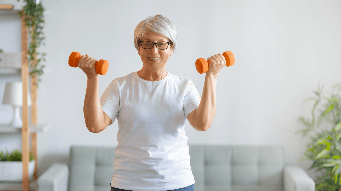 Senior Woman Exercising at Home.
